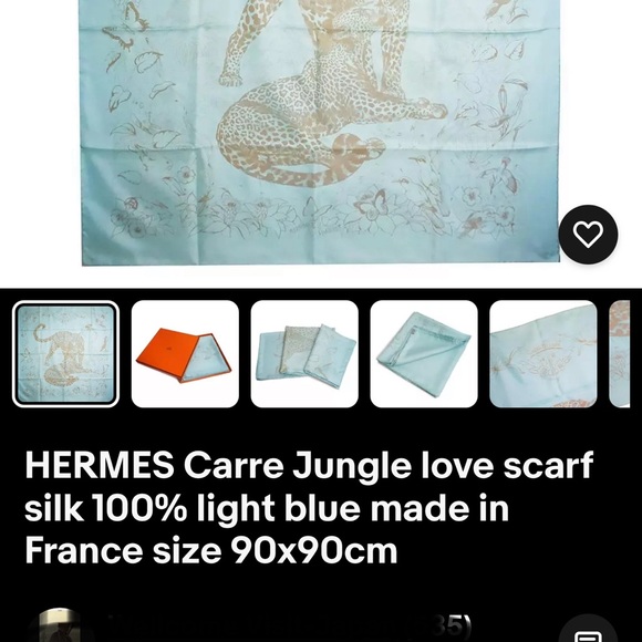 Hermés Jungle Love Silk Scarf in Pale Blue - Picture 3 of 10